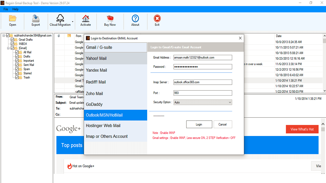 Successfully Backup Gmail Account data